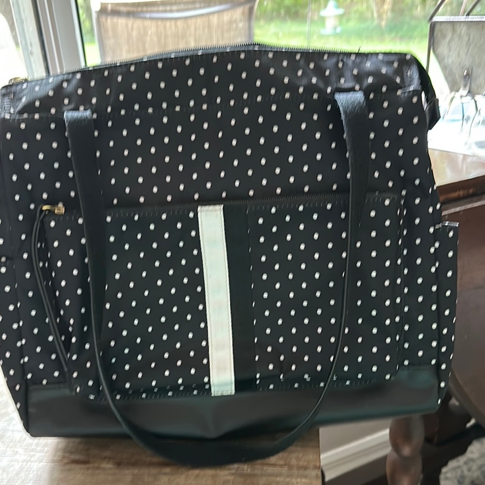Fossil Black and White Polka Dot Tote Bag